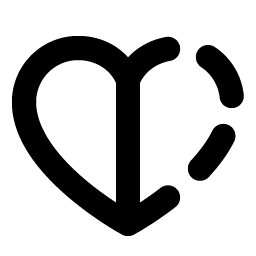 heart half bold icon