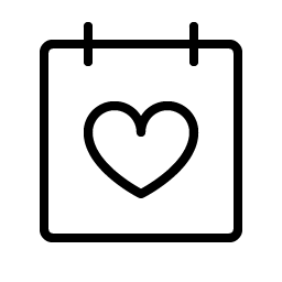 calendar heart thin icon