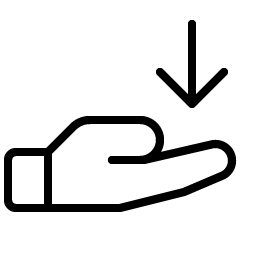 hand arrow down thin icon